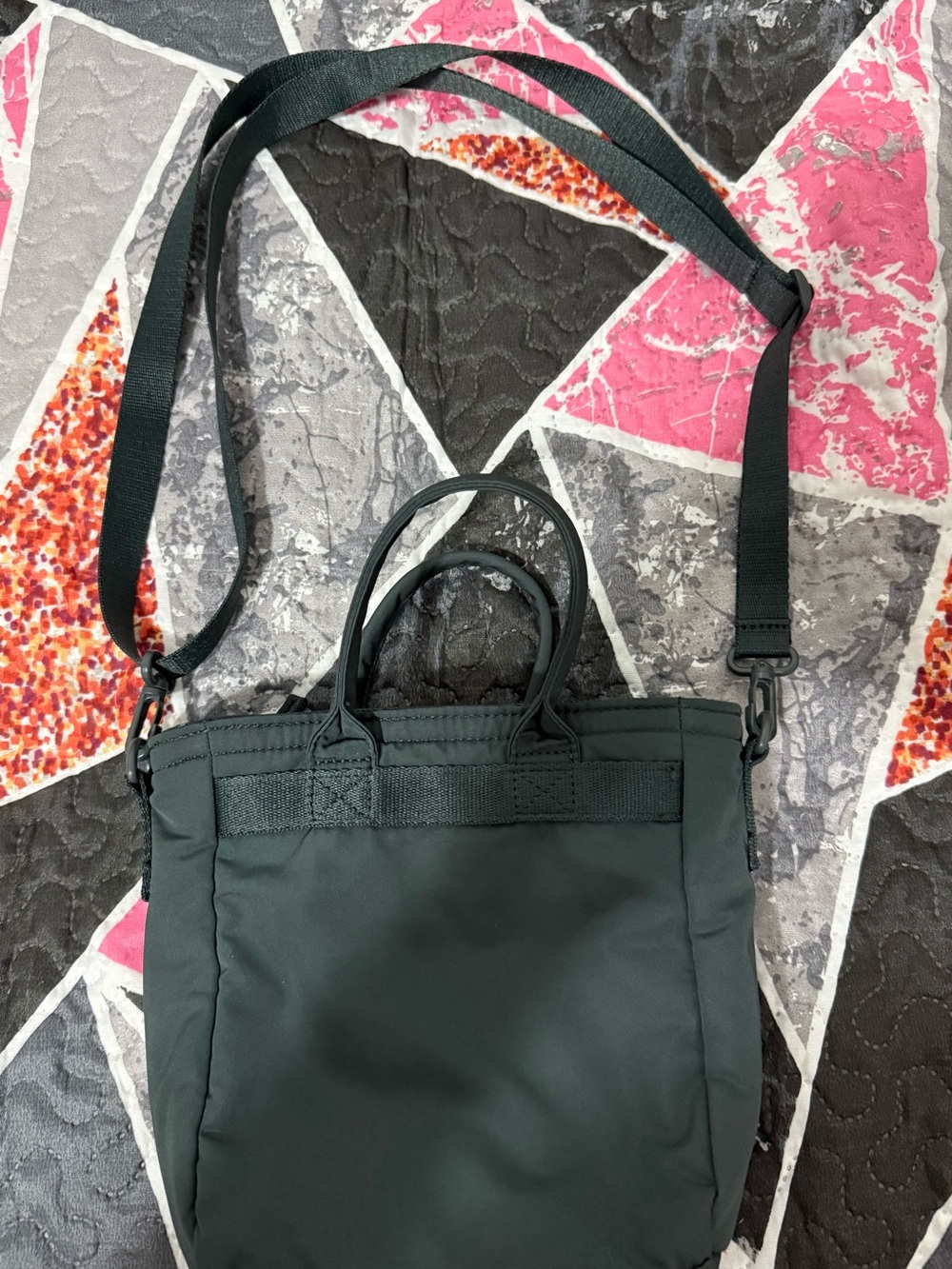 Uniqlo Black Crossbody Tote Bag with Top Handles